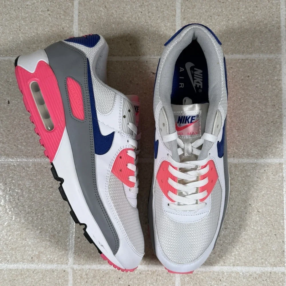 Nike Air Max 90 Womens Sneakers White Pink Blue Size 14.5W / 13M CT1887-100
